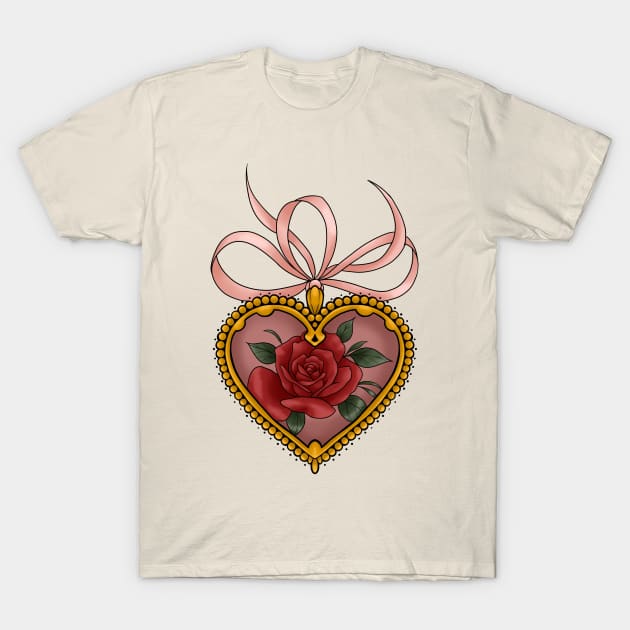 rose locket T-Shirt by Gekko and the Samurai 